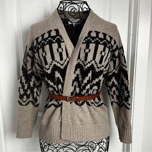Design History Cashmere Cardigan Black & Taupe Geometric – Double Layer